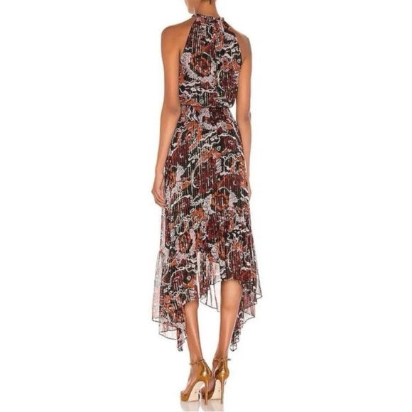 NWOT A.L.C. Bardot Silk Dress in Black and Red Multi - Picture 3 of 9